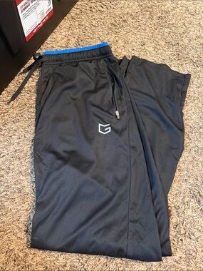 Men's Black Athletic Joggers with Blue Waistband